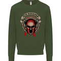 The Warrior Gym Spartan Helmet Bodybuilding Mens Sweatshirt Jumper Forest Green