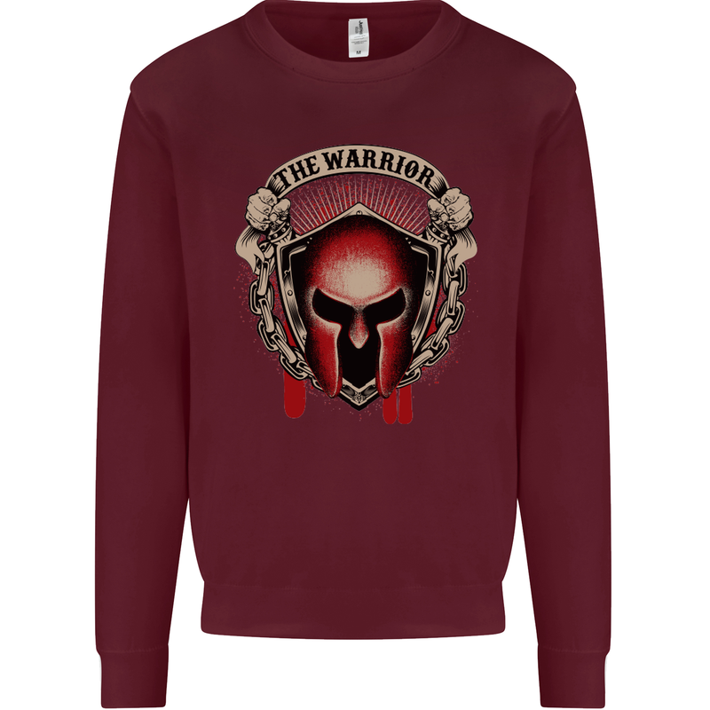 The Warrior Gym Spartan Helmet Bodybuilding Mens Sweatshirt Jumper Maroon