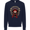 The Warrior Gym Spartan Helmet Bodybuilding Mens Sweatshirt Jumper Navy Blue