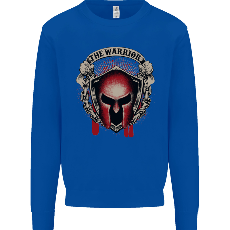 The Warrior Gym Spartan Helmet Bodybuilding Mens Sweatshirt Jumper Royal Blue