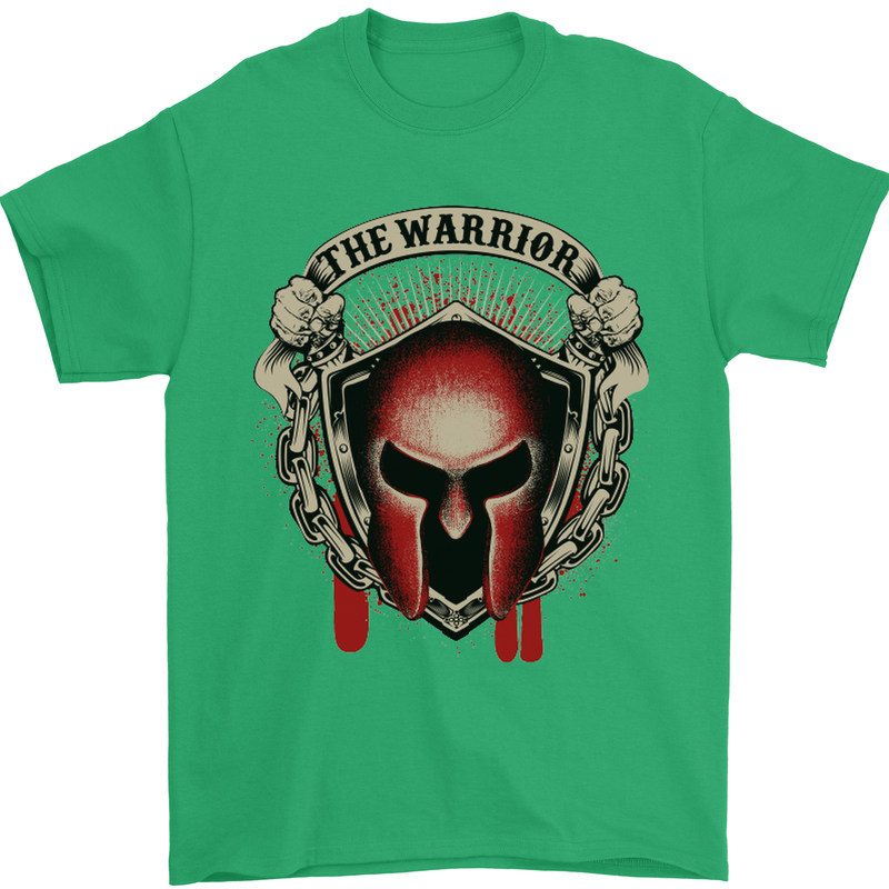 The Warrior Gym Spartan Helmet Bodybuilding Mens T-Shirt Cotton Gildan Irish Green