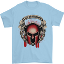 The Warrior Gym Spartan Helmet Bodybuilding Mens T-Shirt Cotton Gildan Light Blue