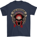 The Warrior Gym Spartan Helmet Bodybuilding Mens T-Shirt Cotton Gildan Navy Blue