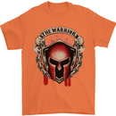The Warrior Gym Spartan Helmet Bodybuilding Mens T-Shirt Cotton Gildan Orange