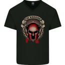 The Warrior Gym Spartan Helmet Bodybuilding Mens V-Neck Cotton T-Shirt Black
