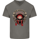 The Warrior Gym Spartan Helmet Bodybuilding Mens V-Neck Cotton T-Shirt Charcoal