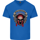 The Warrior Gym Spartan Helmet Bodybuilding Mens V-Neck Cotton T-Shirt Royal Blue