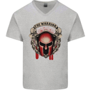 The Warrior Gym Spartan Helmet Bodybuilding Mens V-Neck Cotton T-Shirt Sports Grey