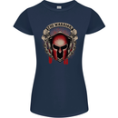 The Warrior Gym Spartan Helmet Bodybuilding Womens Petite Cut T-Shirt Navy Blue