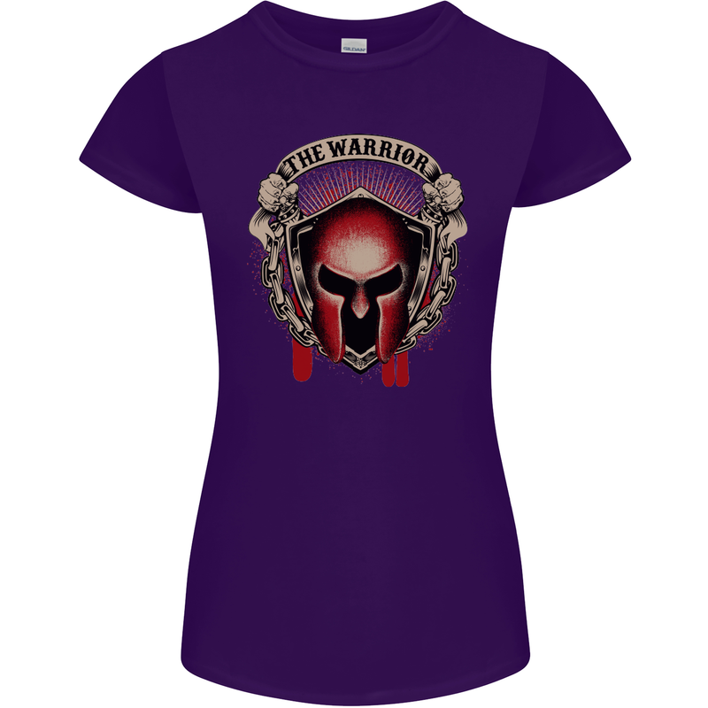 The Warrior Gym Spartan Helmet Bodybuilding Womens Petite Cut T-Shirt Purple