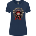 The Warrior Gym Spartan Helmet Bodybuilding Womens Wider Cut T-Shirt Navy Blue