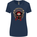 The Warrior Gym Spartan Helmet Bodybuilding Womens Wider Cut T-Shirt Navy Blue