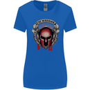 The Warrior Gym Spartan Helmet Bodybuilding Womens Wider Cut T-Shirt Royal Blue