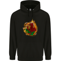 The Welsh Flag Fire Effect Wales Childrens Kids Hoodie Black