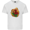 The Welsh Flag Fire Effect Wales Kids T-Shirt Childrens White