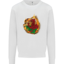 The Welsh Flag Fire Effect Wales Mens Sweatshirt Jumper White