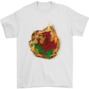 The Welsh Flag Fire Effect Wales Mens T-Shirt Cotton Gildan White