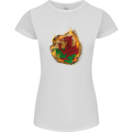 The Welsh Flag Fire Effect Wales Womens Petite Cut T-Shirt White