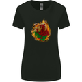 The Welsh Flag Fire Effect Wales Womens Wider Cut T-Shirt Black