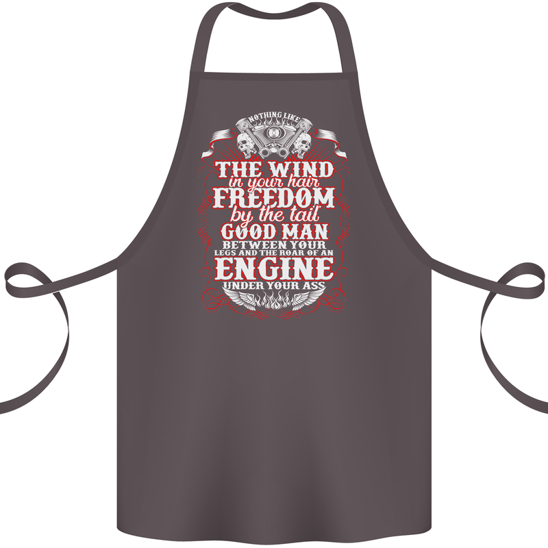 The Wind In Your Hair Funny Biker Motorbike Cotton Apron 100% Organic Dark Grey
