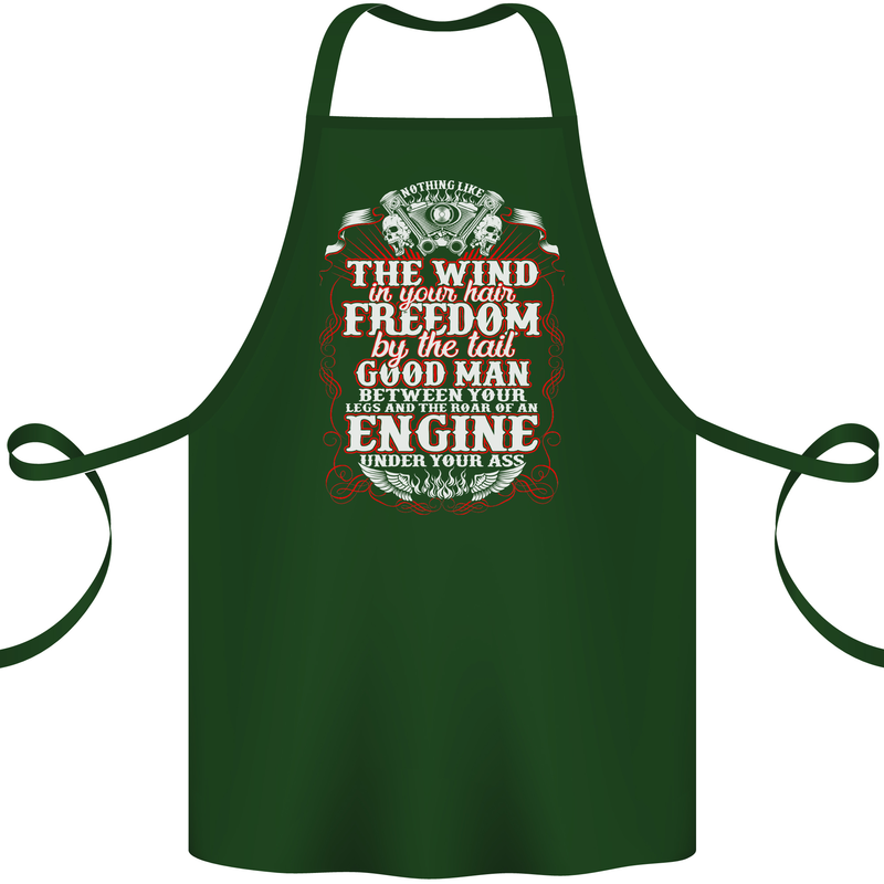 The Wind In Your Hair Funny Biker Motorbike Cotton Apron 100% Organic Forest Green