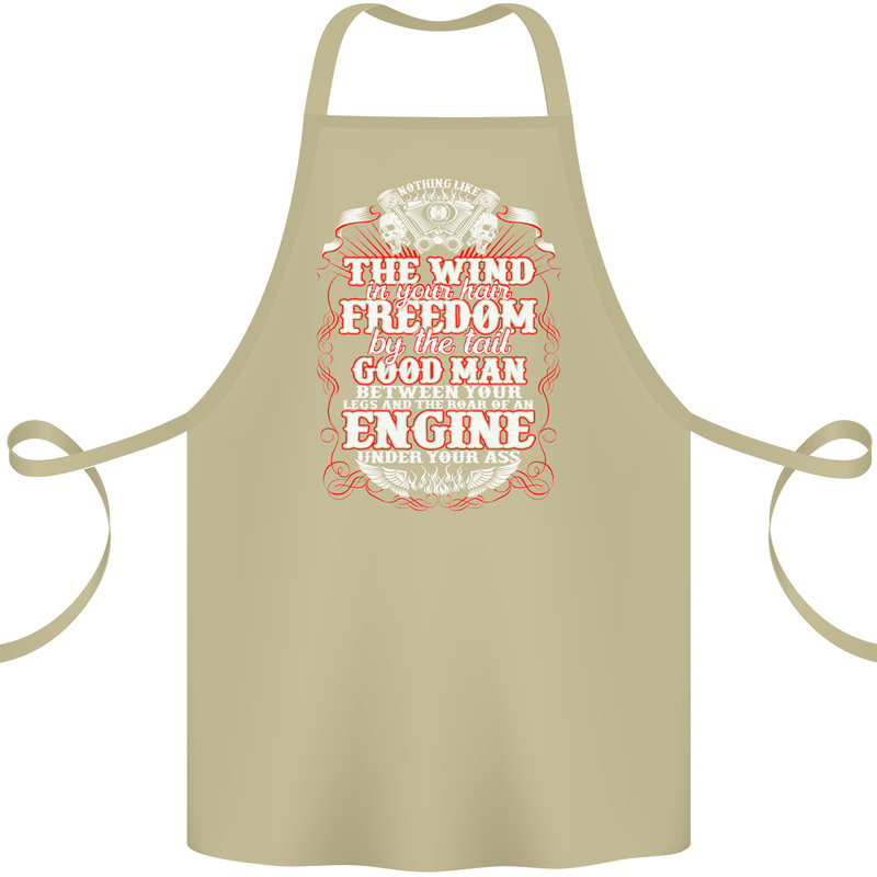 The Wind In Your Hair Funny Biker Motorbike Cotton Apron 100% Organic Khaki