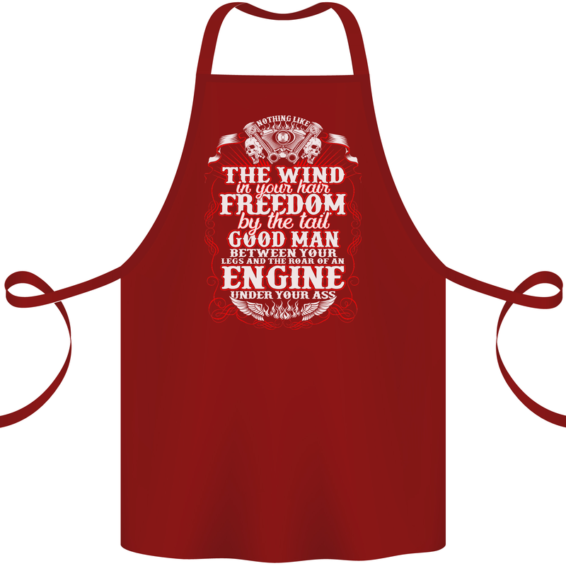 The Wind In Your Hair Funny Biker Motorbike Cotton Apron 100% Organic Maroon