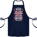 The Wind In Your Hair Funny Biker Motorbike Cotton Apron 100% Organic Navy Blue