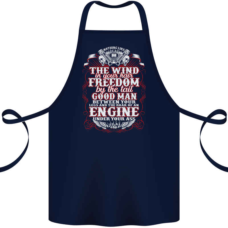 The Wind In Your Hair Funny Biker Motorbike Cotton Apron 100% Organic Navy Blue