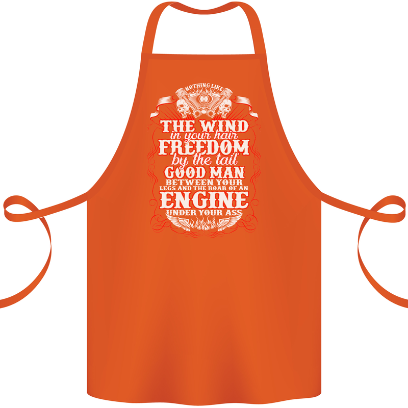 The Wind In Your Hair Funny Biker Motorbike Cotton Apron 100% Organic Orange