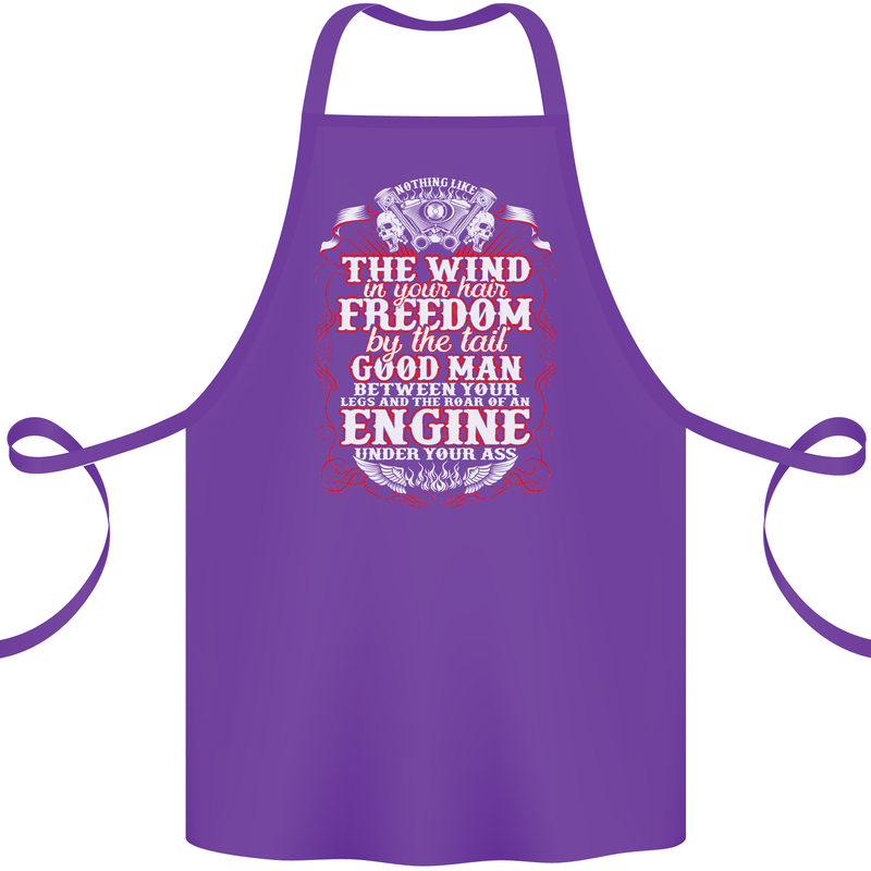 The Wind In Your Hair Funny Biker Motorbike Cotton Apron 100% Organic Purple