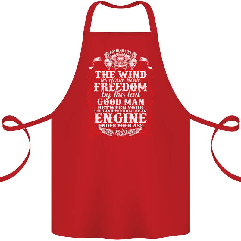 The Wind In Your Hair Funny Biker Motorbike Cotton Apron 100% Organic Red
