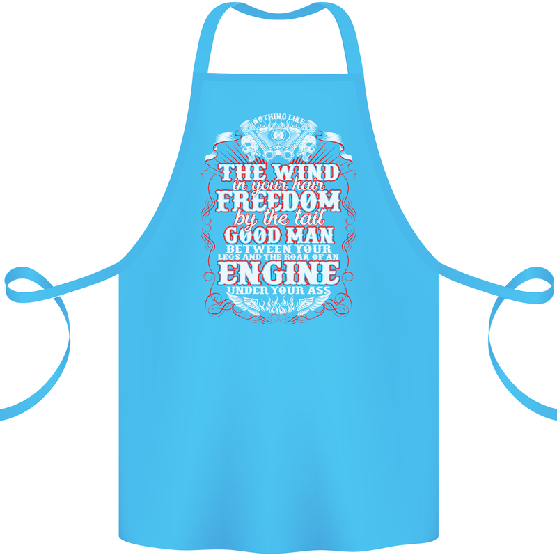 The Wind In Your Hair Funny Biker Motorbike Cotton Apron 100% Organic Turquoise