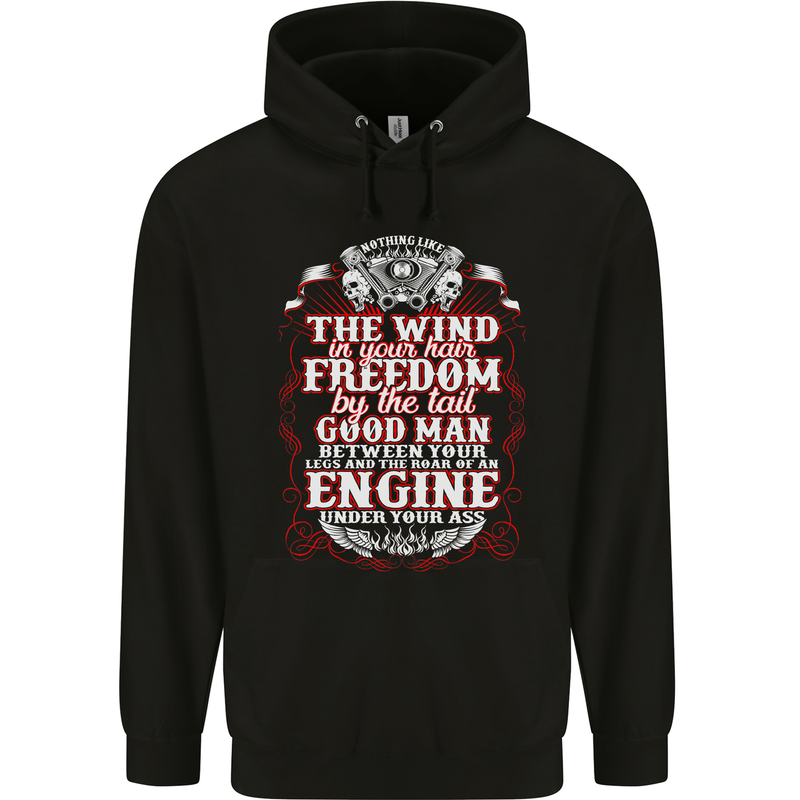 The Wind In Your Hair Funny Biker Motorbike Mens 80% Cotton Hoodie Black