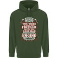 The Wind In Your Hair Funny Biker Motorbike Mens 80% Cotton Hoodie Forest Green