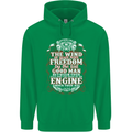 The Wind In Your Hair Funny Biker Motorbike Mens 80% Cotton Hoodie Irish Green