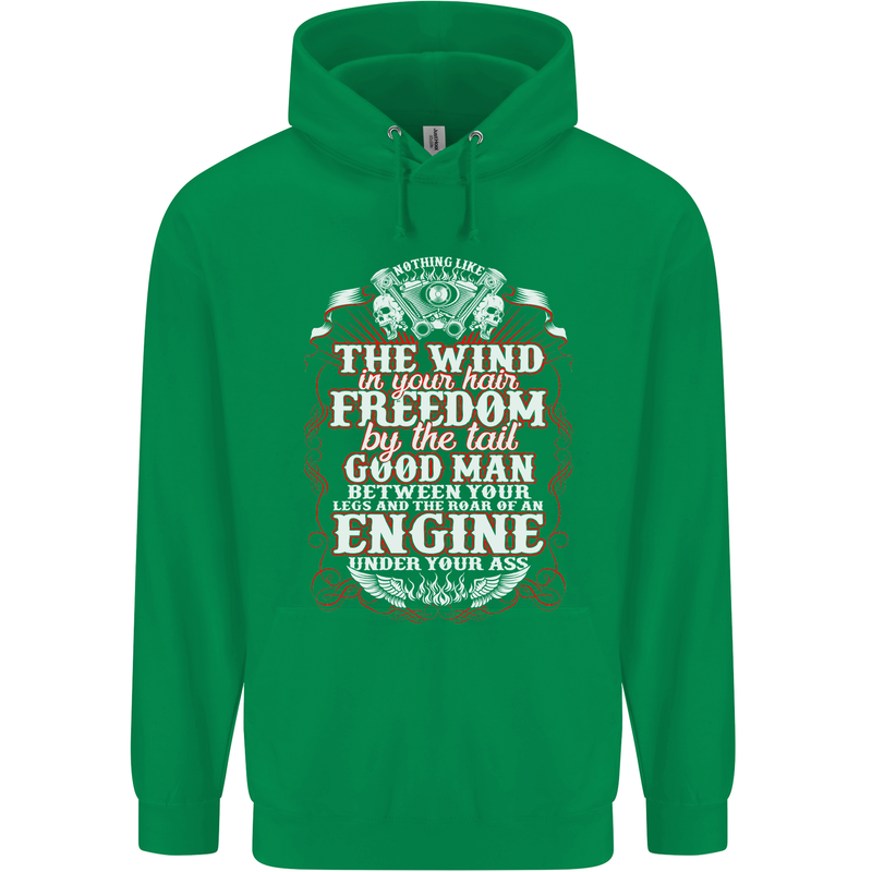 The Wind In Your Hair Funny Biker Motorbike Mens 80% Cotton Hoodie Irish Green