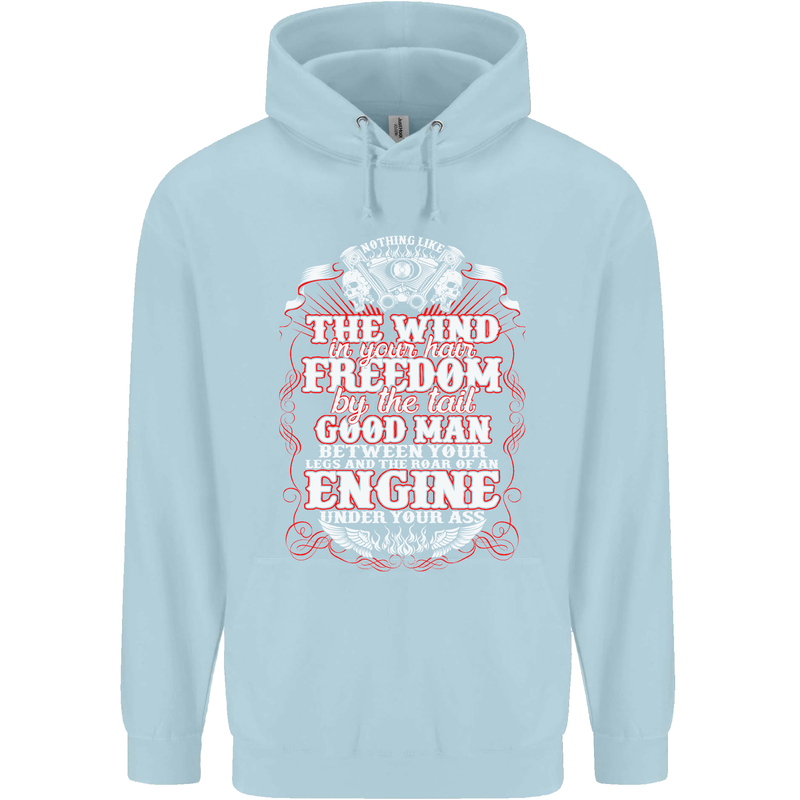 The Wind In Your Hair Funny Biker Motorbike Mens 80% Cotton Hoodie Light Blue