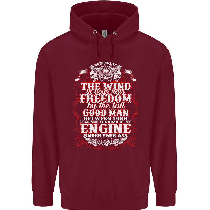 The Wind In Your Hair Funny Biker Motorbike Mens 80% Cotton Hoodie Maroon