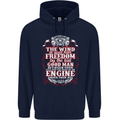 The Wind In Your Hair Funny Biker Motorbike Mens 80% Cotton Hoodie Navy Blue