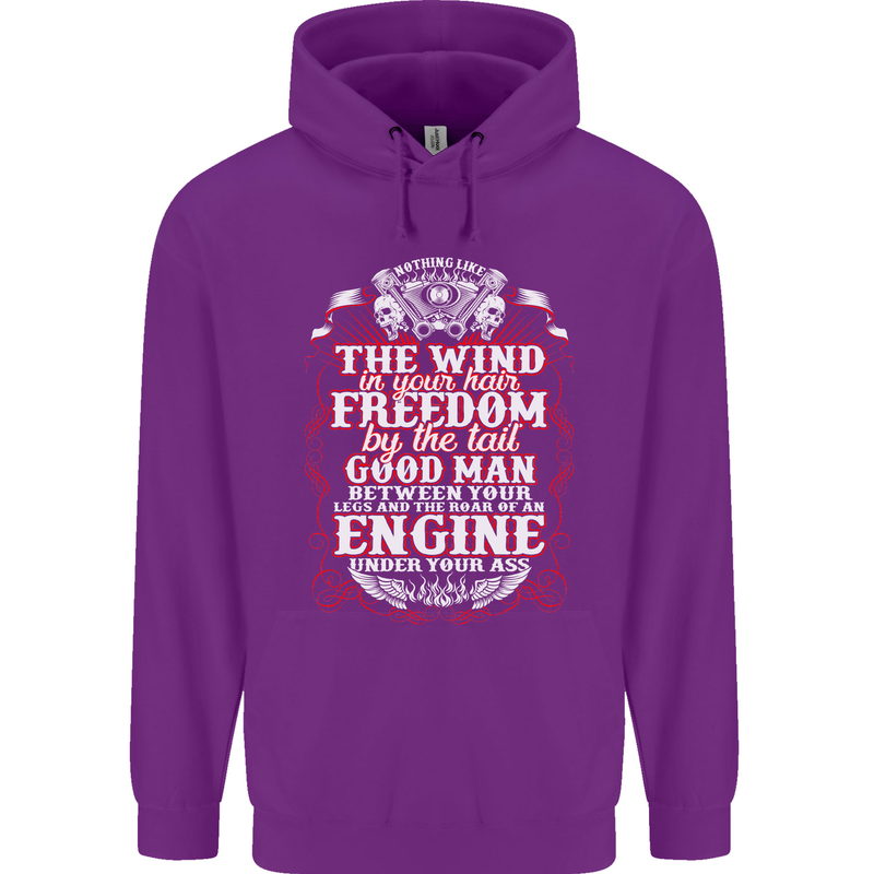 The Wind In Your Hair Funny Biker Motorbike Mens 80% Cotton Hoodie Purple