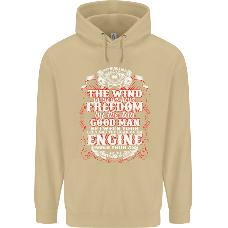 The Wind In Your Hair Funny Biker Motorbike Mens 80% Cotton Hoodie Sand