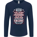 The Wind In Your Hair Funny Biker Motorbike Mens Long Sleeve T-Shirt Navy Blue