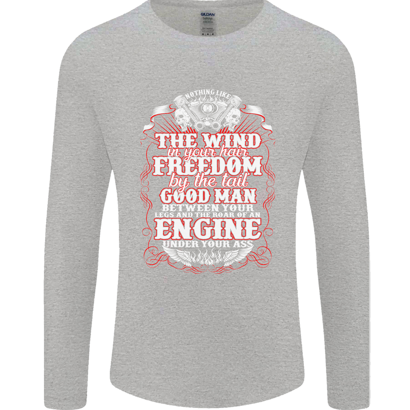 The Wind In Your Hair Funny Biker Motorbike Mens Long Sleeve T-Shirt Sports Grey