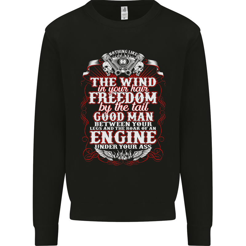 The Wind In Your Hair Funny Biker Motorbike Mens Sweatshirt Jumper Black