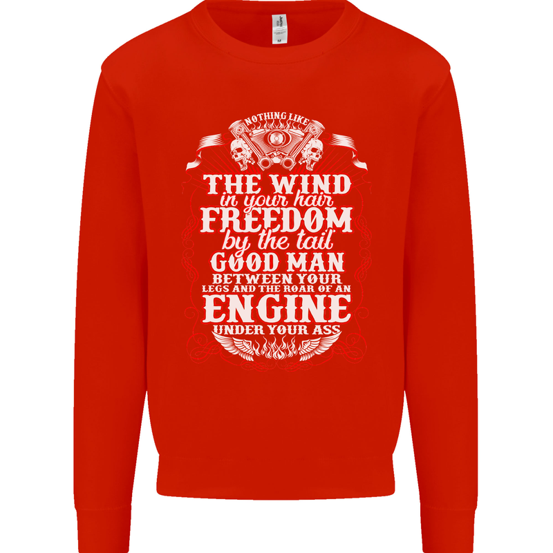 The Wind In Your Hair Funny Biker Motorbike Mens Sweatshirt Jumper Bright Red