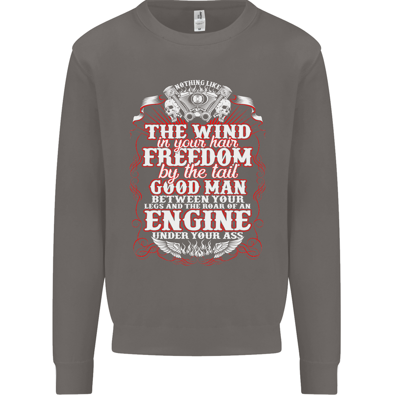 The Wind In Your Hair Funny Biker Motorbike Mens Sweatshirt Jumper Charcoal