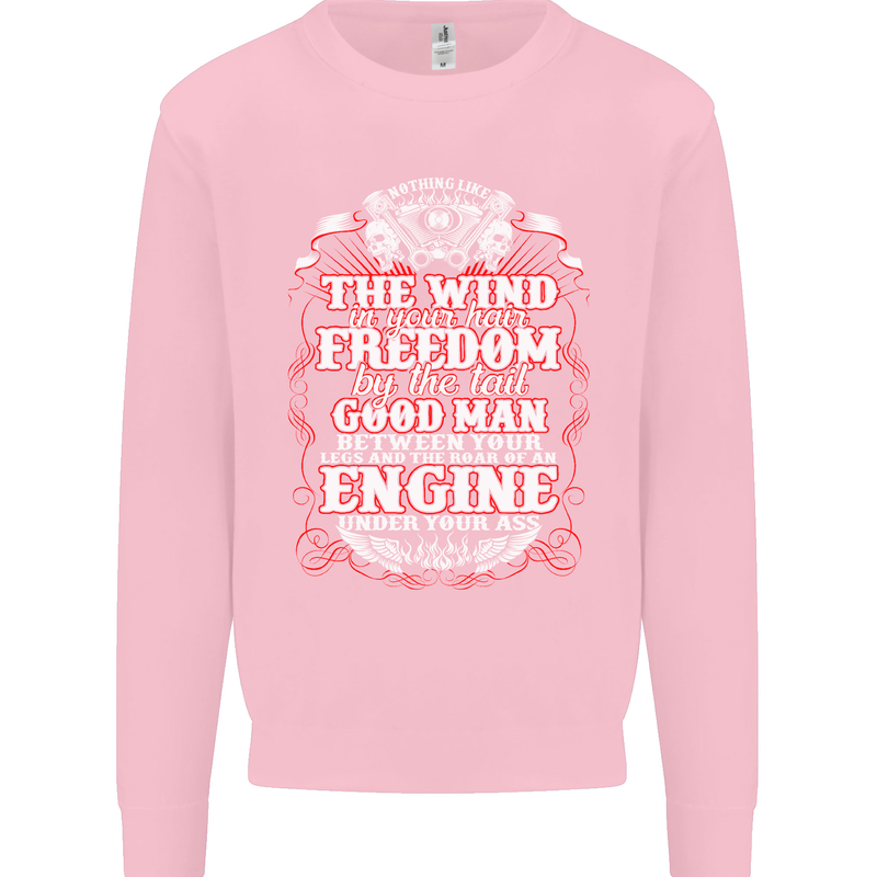 The Wind In Your Hair Funny Biker Motorbike Mens Sweatshirt Jumper Light Pink