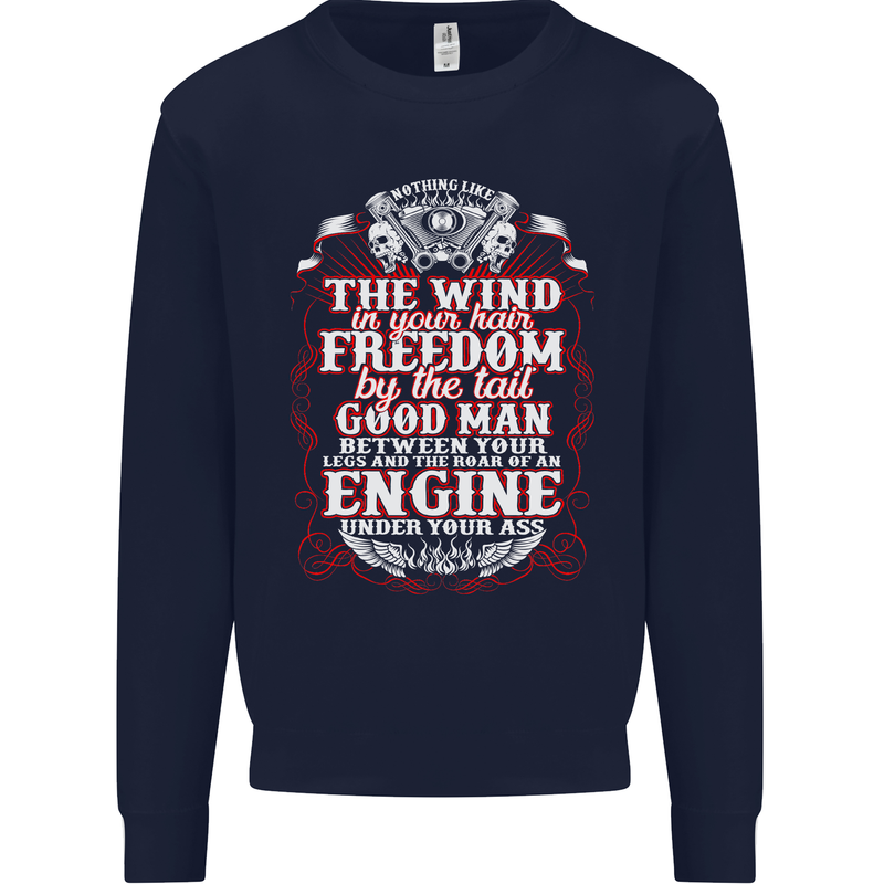 The Wind In Your Hair Funny Biker Motorbike Mens Sweatshirt Jumper Navy Blue