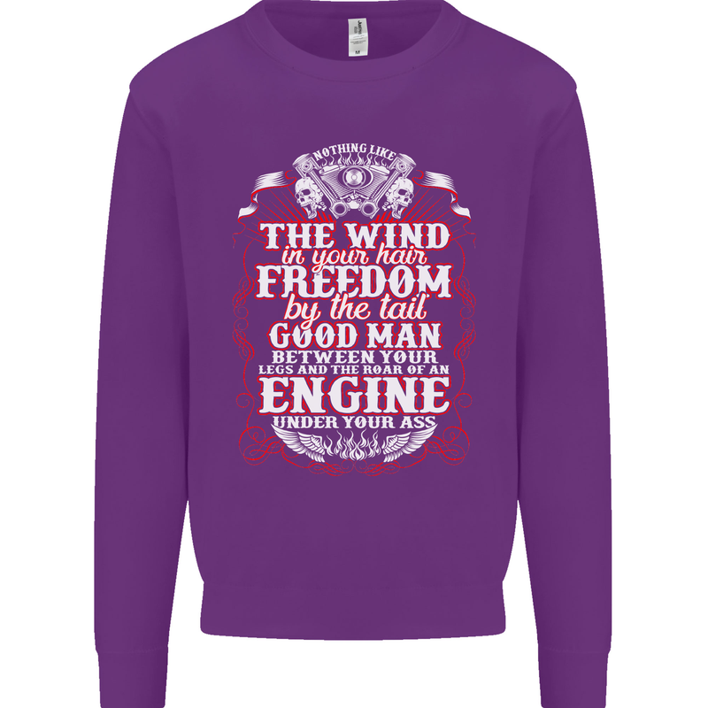 The Wind In Your Hair Funny Biker Motorbike Mens Sweatshirt Jumper Purple